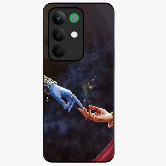 Divine Touch Eternal Glass Case showing flat back view with spiritual themed artwork and glossy glass finish.