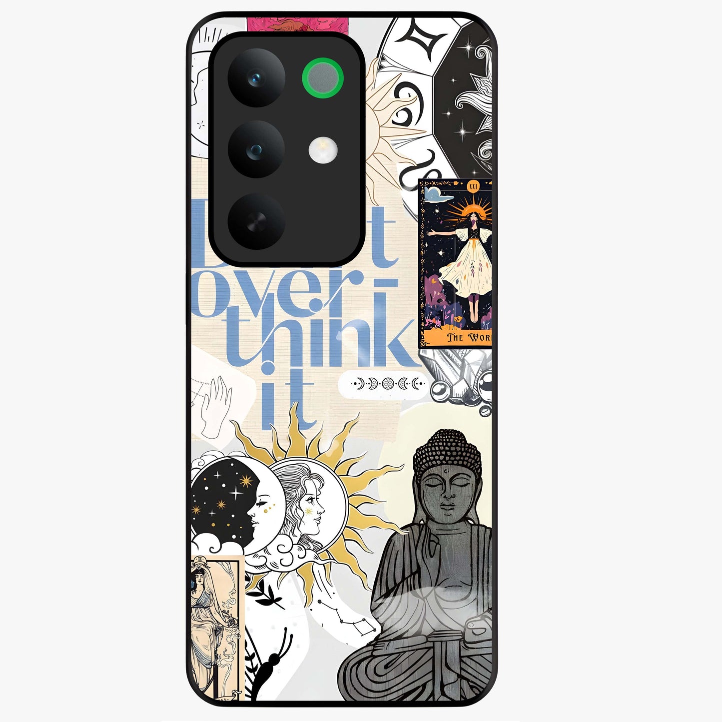 Ethereal Thoughts Glass Case showing flat back view with dreamy artistic artwork and glossy glass finish.