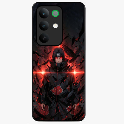 Focused Blade Discipline Glass Case showing flat back view with warrior sword themed artwork and glossy glass finish.