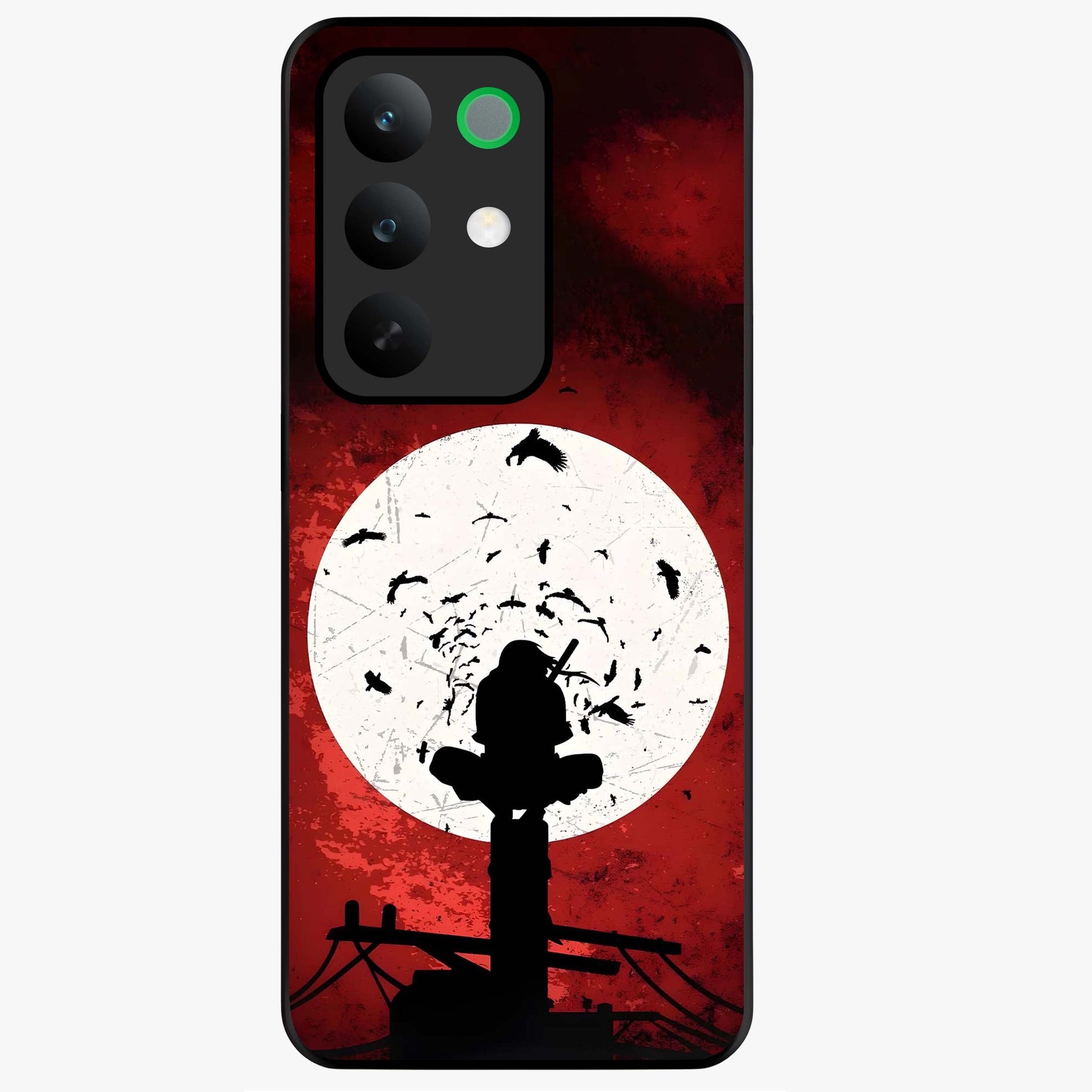 Itachi Limited Edition Naruto Anime Glass Case showing flat back view with iconic anime character artwork and glossy glass finish.