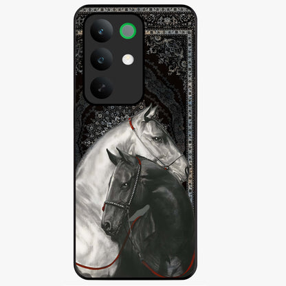 Majestic Ride Legacy Glass Case showing flat back view with powerful automotive inspired artwork and glossy glass finish.