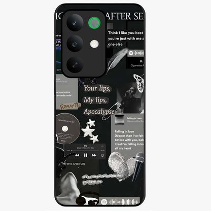 Midnight Love Echo Glass Case showing flat back view with romantic midnight themed artwork and glossy glass finish.