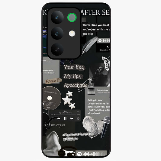 Midnight Love Echo Glass Case showing flat back view with romantic midnight themed artwork and glossy glass finish.