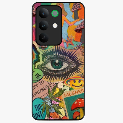 Mystic Eye Wonderland Glass Case showing flat back view with mystical eye themed artwork and glossy glass finish.