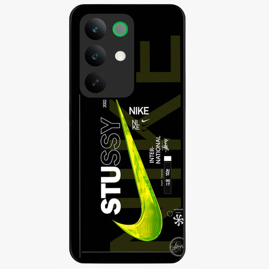 Neon Street Edition Glass Case showing flat back view with neon street style artwork and glossy glass finish.
