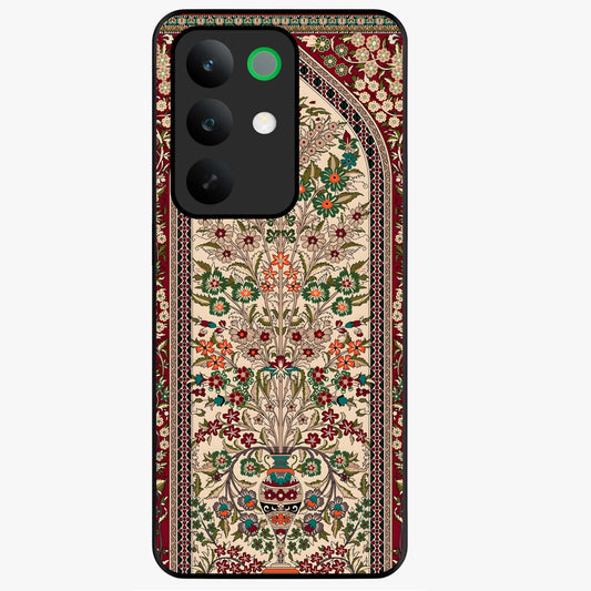 Persian Inspired Glass Case showing flat back view with ornate Persian style pattern artwork and glossy glass finish.