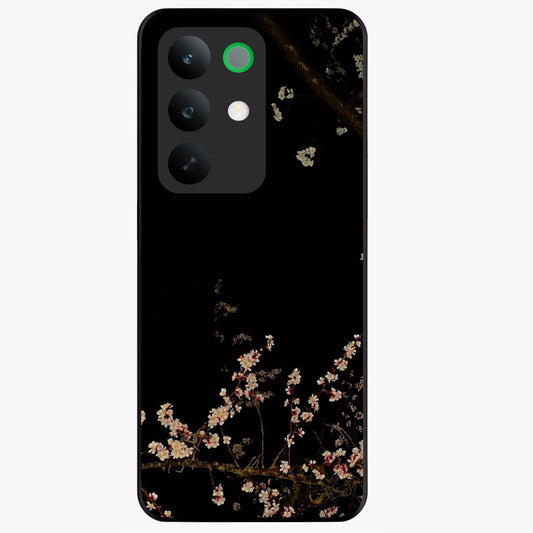 Petal Moon Light With Custom Name Glass Case showing flat back view with floral moonlight artwork and personalized name design.