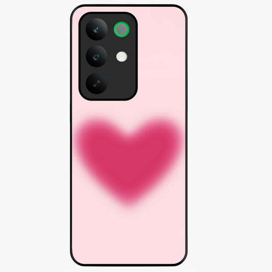 Pink Aura Heart Glass Case showing flat back view with glowing heart artwork and glossy glass finish.