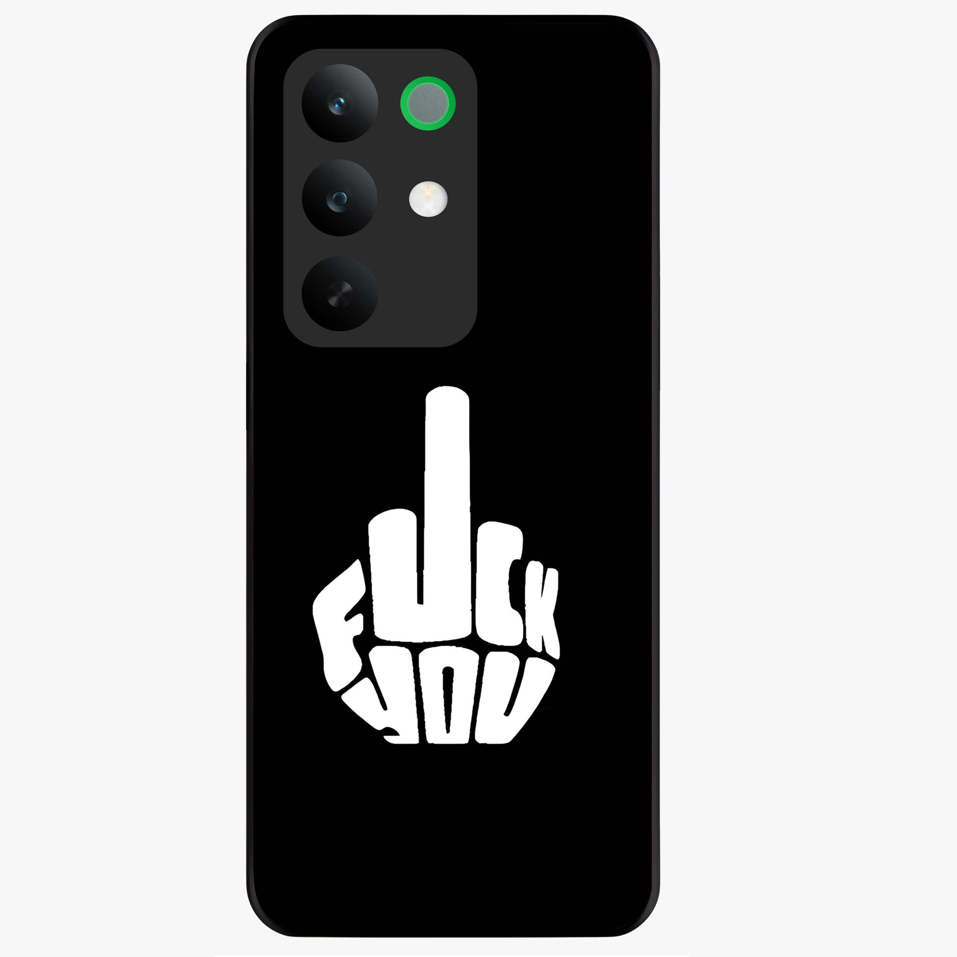 Rebel Mode On Glass Case showing flat back view with bold rebellious typography artwork and glossy glass finish.