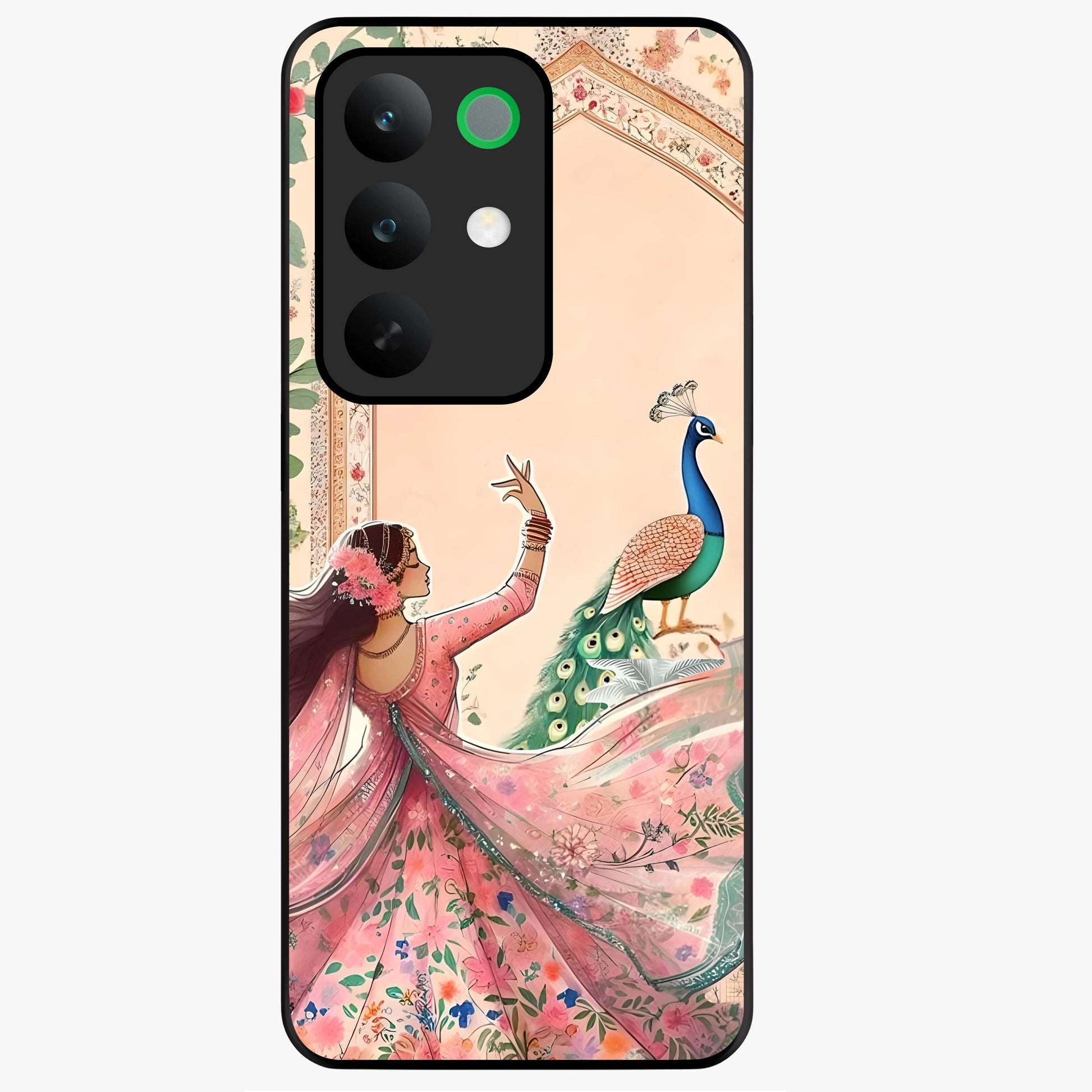 Royal Grace Muse Glass Case showing flat back view with elegant artistic artwork and glossy glass finish.