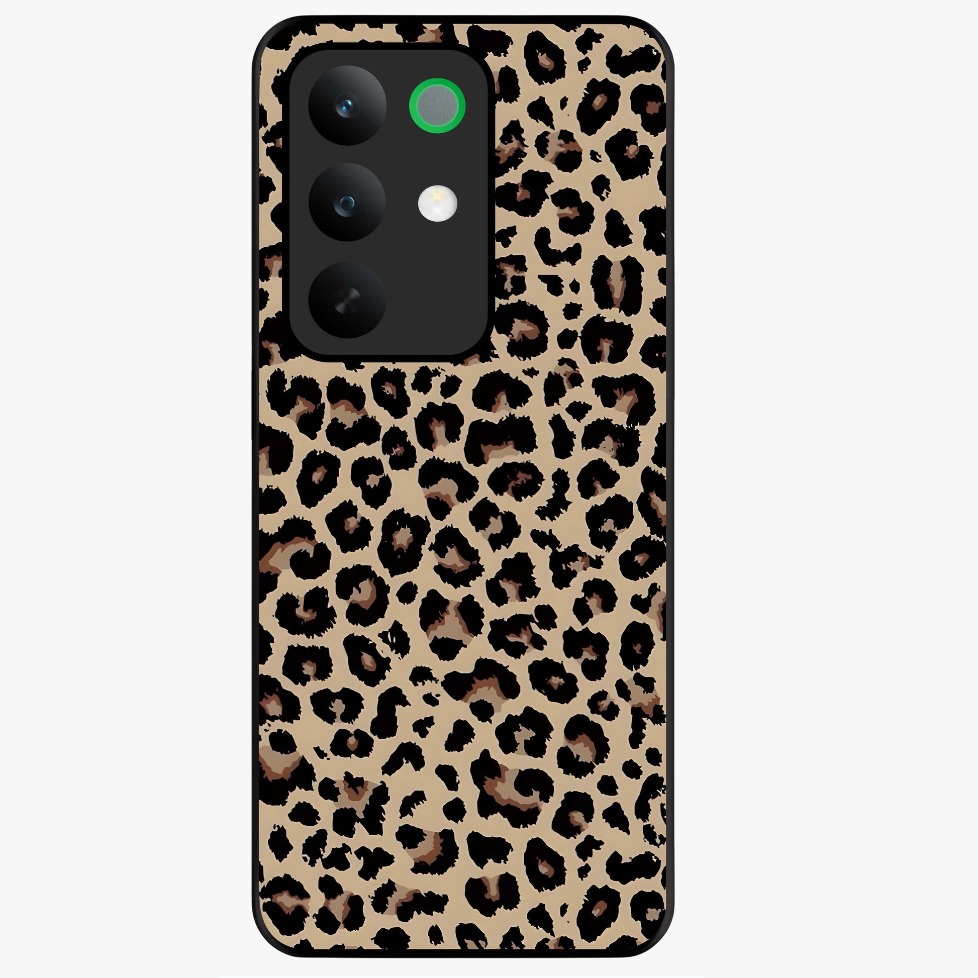 Savage Chic Pattern Glass Case showing flat back view with stylish patterned artwork and glossy glass finish.