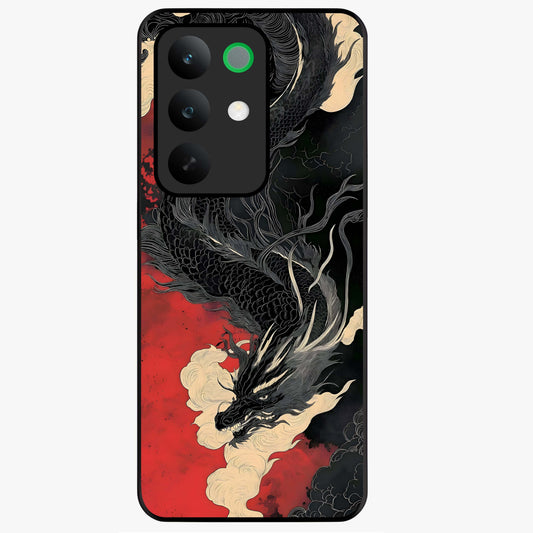 Shadow Dragon Fury Glass Case showing flat back view with fierce dragon artwork and glossy glass finish.