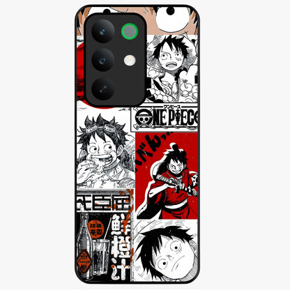 Strawhat Chaos Panels Glass Case showing flat back view with anime inspired chaos panel artwork and glossy glass finish.