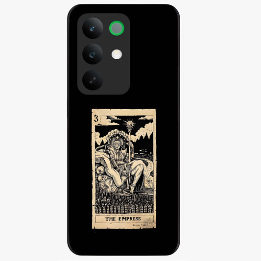 The Empress Glass Case showing flat back view with regal feminine artwork and glossy glass finish.