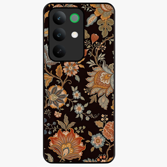 Vintage Floral Dream Glass Case showing flat back view with classic floral artwork and glossy glass finish.