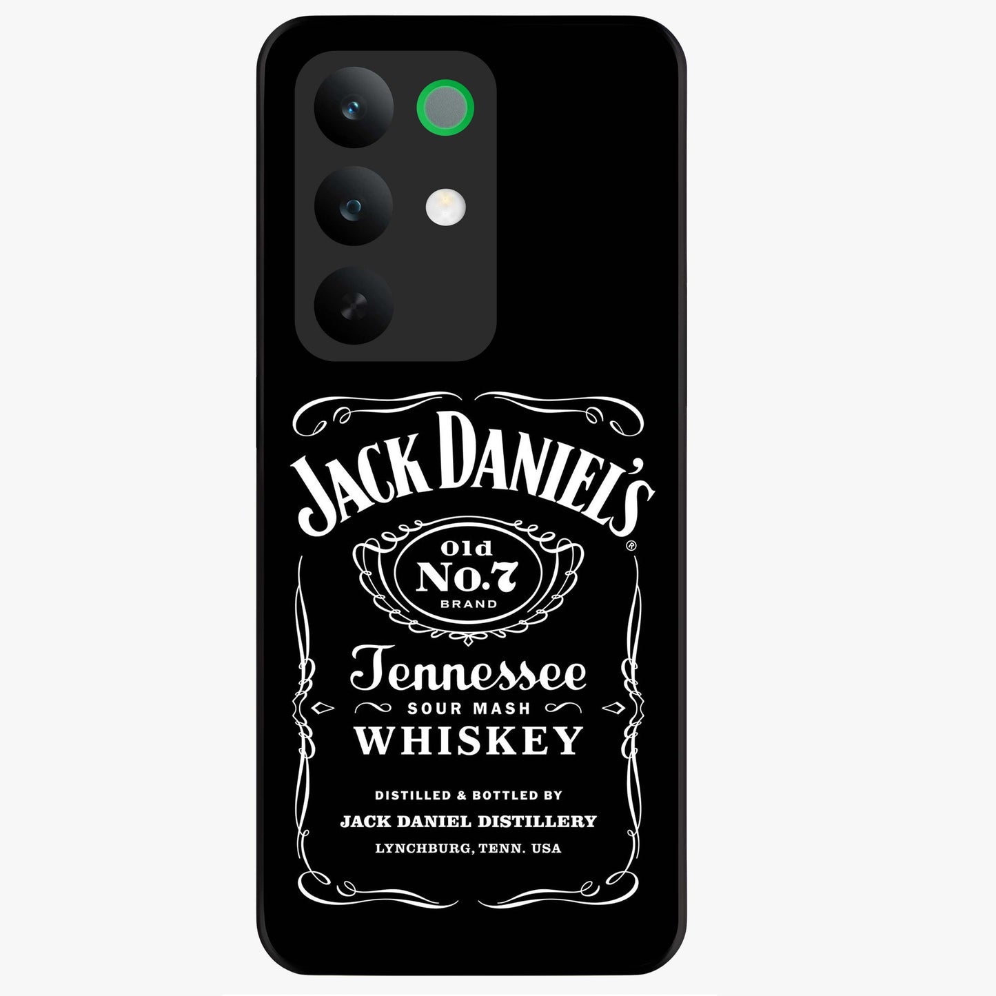 Vintage Whiskey Heritage Glass Case showing flat back view with classic whiskey inspired artwork and glossy glass finish.
