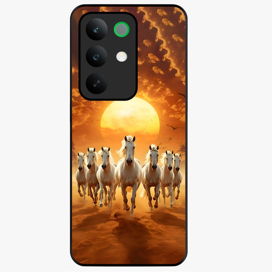 Wild Sunset Majesty Glass Case showing flat back view with majestic sunset landscape artwork and glossy glass finish.