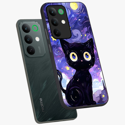 Abstract Cat Art Glass Case displayed in angled mockup highlighting modern abstract cat artwork and sleek glass surface.