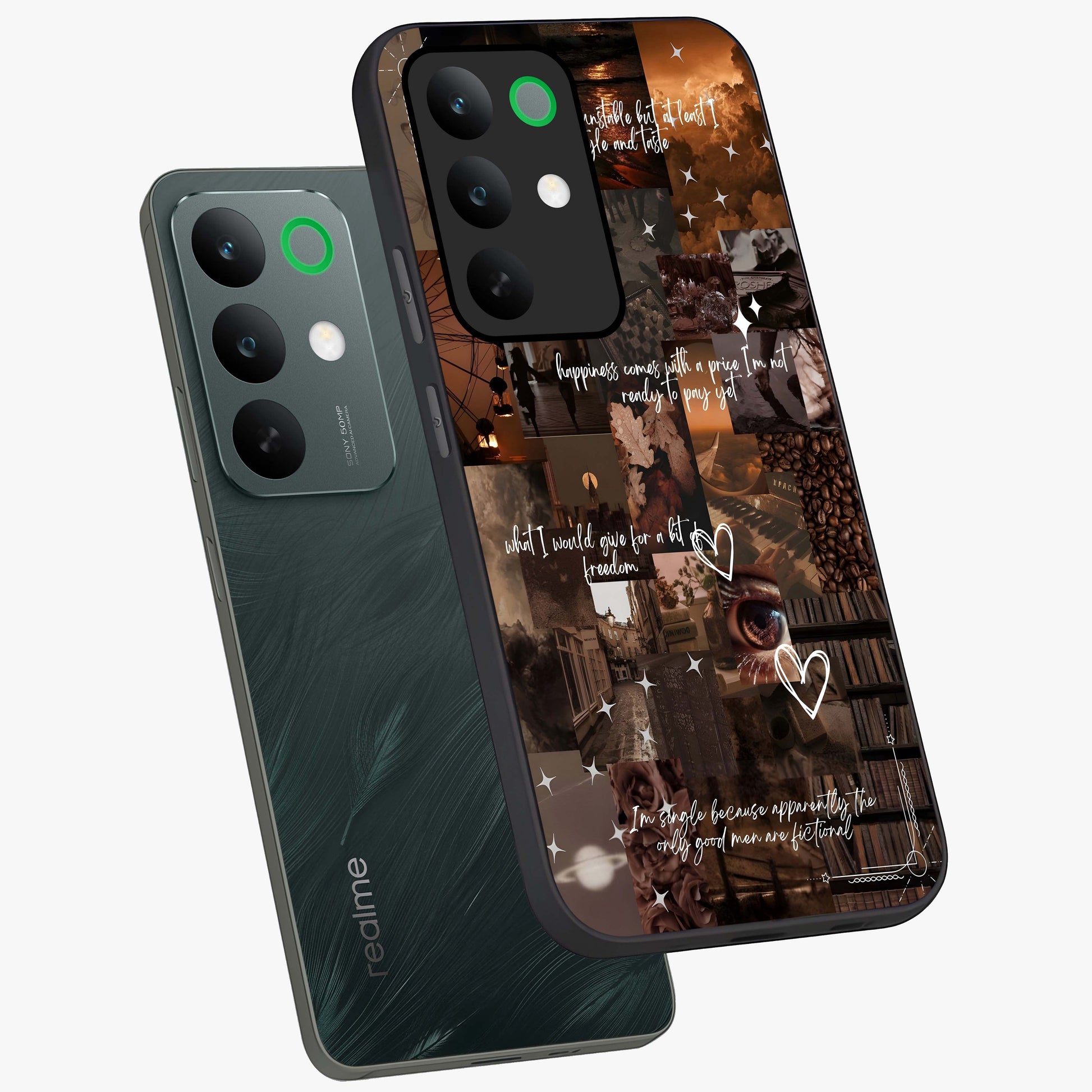 Bittersweet Aesthetic Chaos Glass Case displayed in angled mockup highlighting expressive abstract artwork and edgy aesthetic theme.