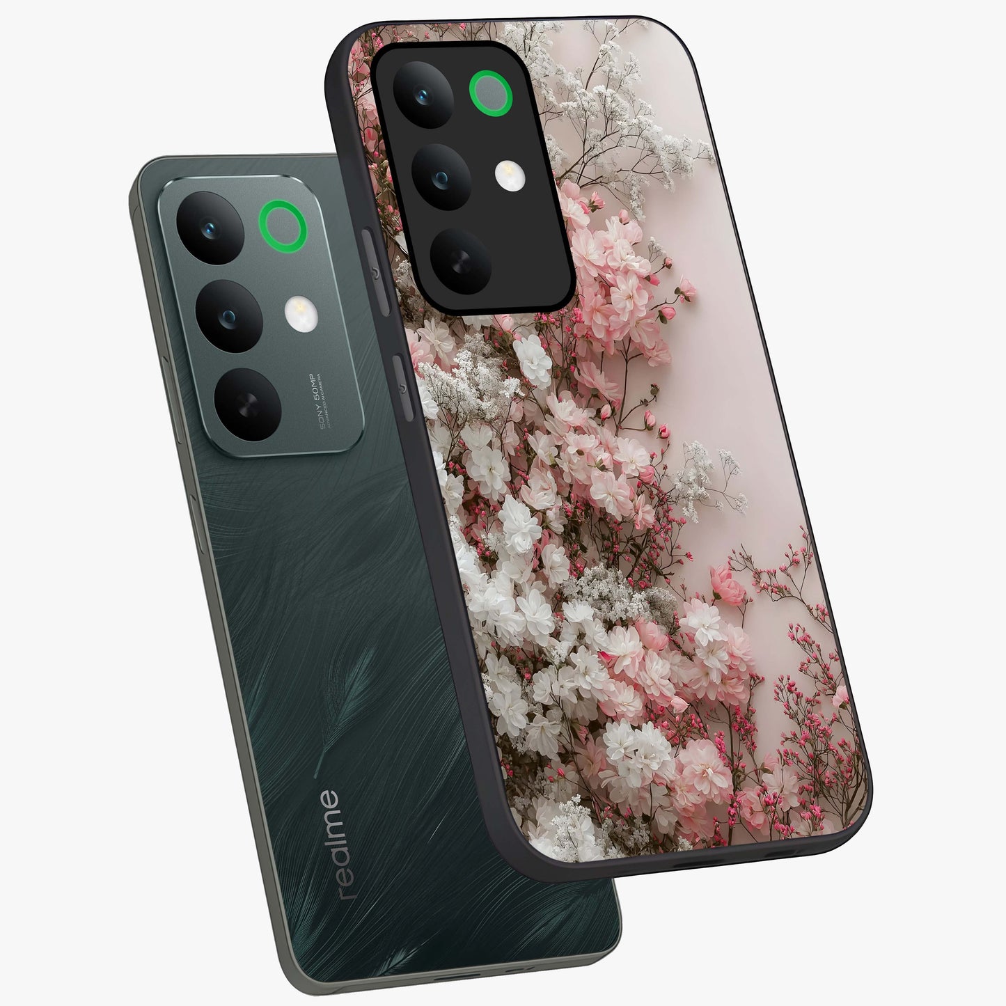 Blush Blossom Cloud Glass Case displayed in angled mockup highlighting soft cloud and blossom design with pastel aesthetic.