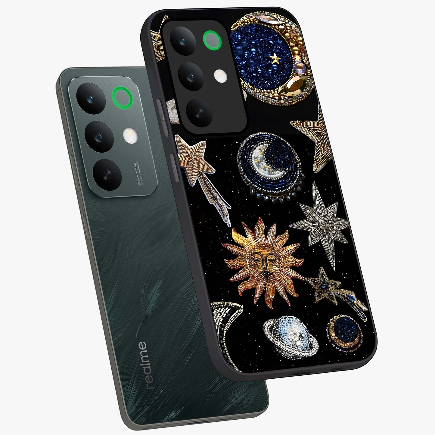 Celestial Gem Constellations Glass Case displayed in angled mockup highlighting gemstone inspired constellation design.