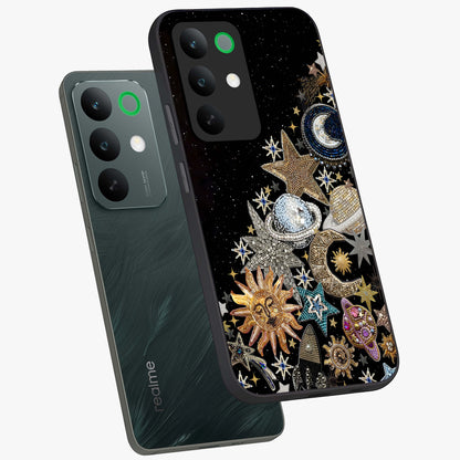 Cosmic Sparkle Dreams Glass Case displayed in angled mockup highlighting dreamy star sparkle design with celestial aesthetic.