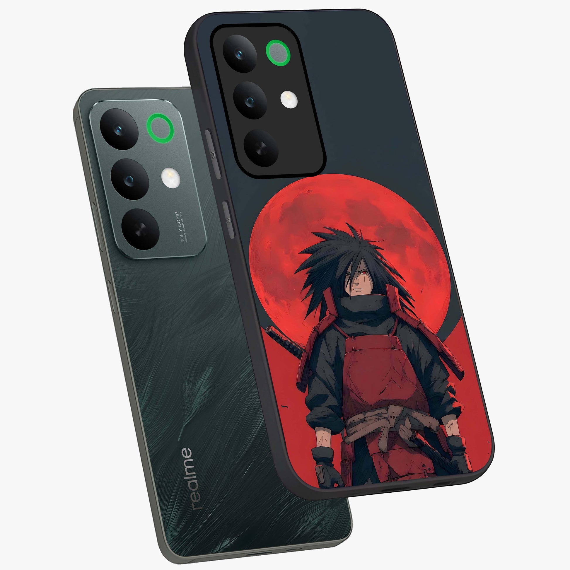 Crimson Moon Warlord Glass Case displayed in angled mockup highlighting dramatic crimson moon design with fantasy aesthetic.