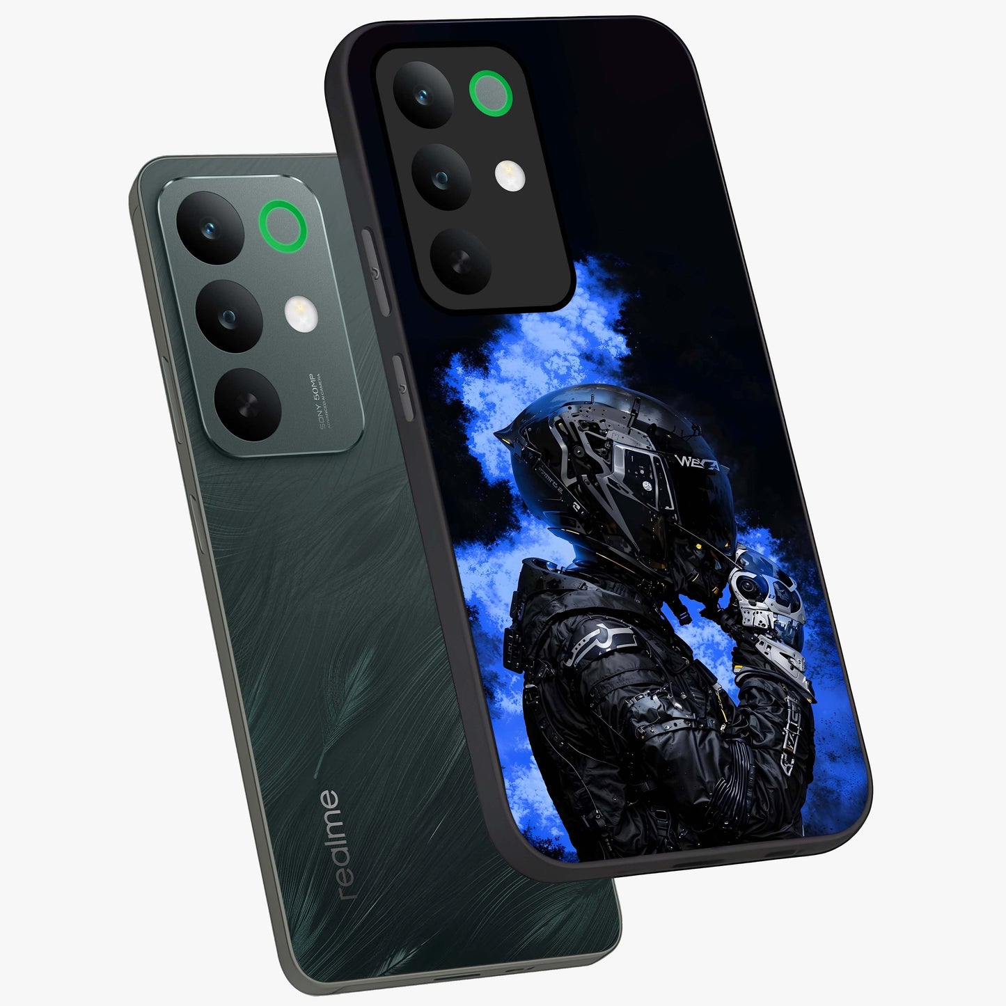 Cyber Sentinel Protocol Glass Case displayed in angled mockup highlighting digital cyber design with sci-fi aesthetic style.