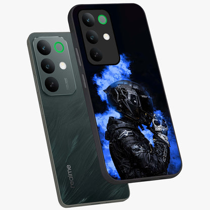 Cyber Sentinel Protocol Glass Case displayed in angled mockup highlighting digital cyber design with sci-fi aesthetic style.