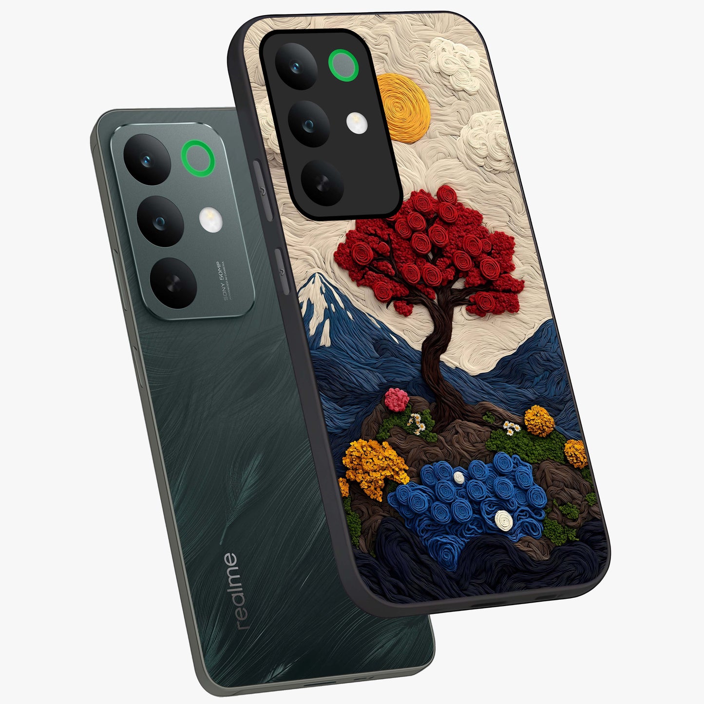 Eternal Nature Tapestry Glass Case displayed in angled mockup highlighting detailed botanical pattern with artistic aesthetic.