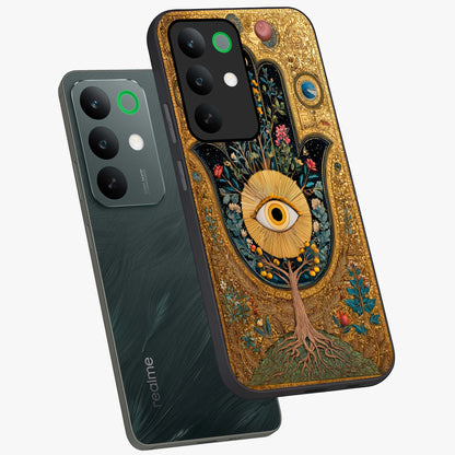 Ethereal Evil Eye Glass Case displayed in angled mockup highlighting protective evil eye symbol with spiritual aesthetic design.