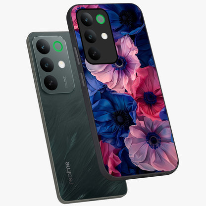 Flower Paper Art Pattern Glass Case displayed in angled mockup highlighting layered paper flower design with artistic aesthetic.