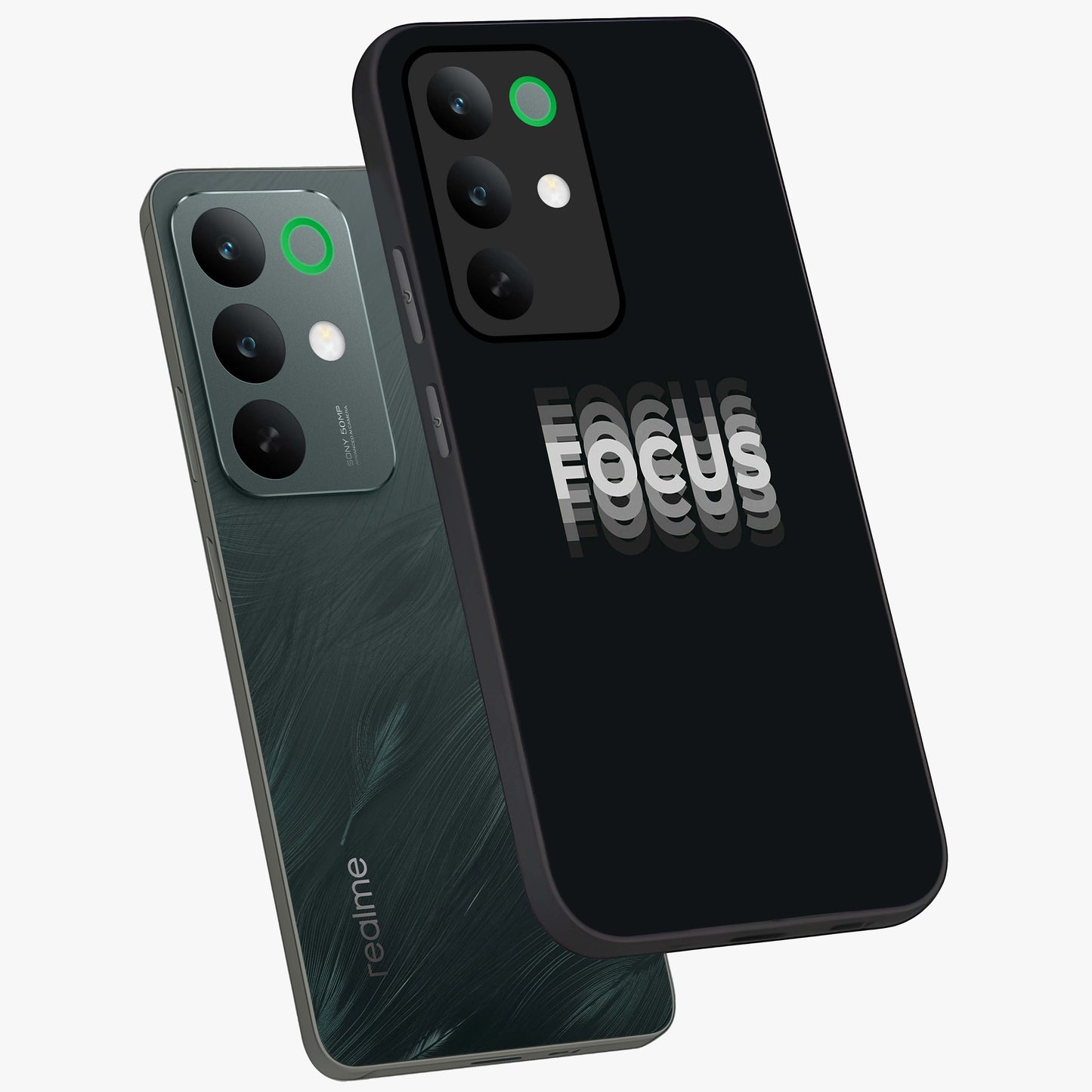Focus Mode On Glass Case displayed in angled mockup highlighting clean minimal text artwork with modern aesthetic style.