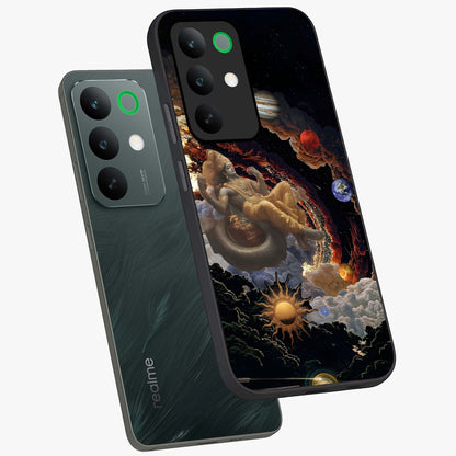 Galactic Divine God Glass Case displayed in angled mockup highlighting powerful celestial deity illustration with galactic aesthetic.