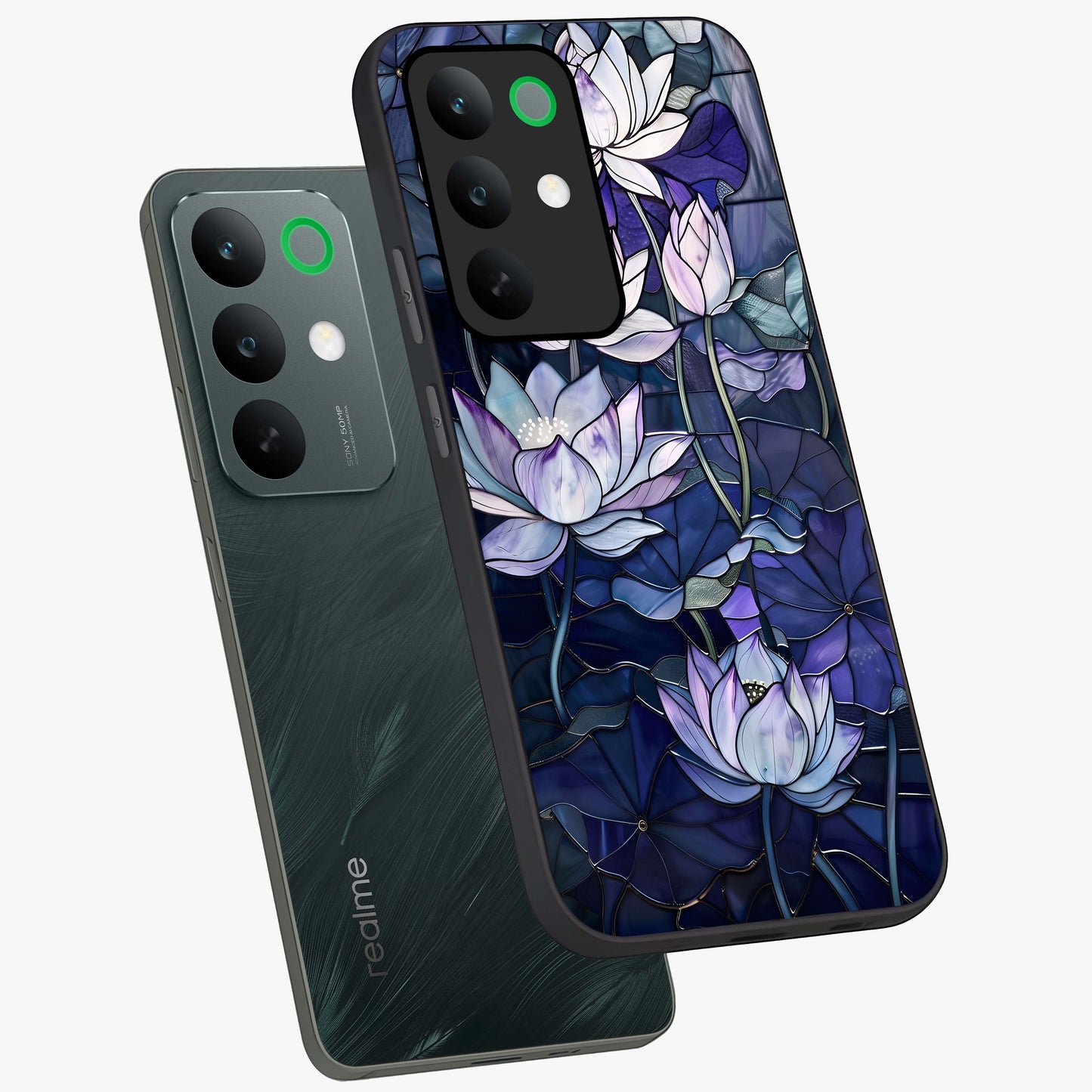 Gloss Petal Rush Glass Case displayed in angled mockup highlighting vibrant petal design with elegant floral aesthetic.