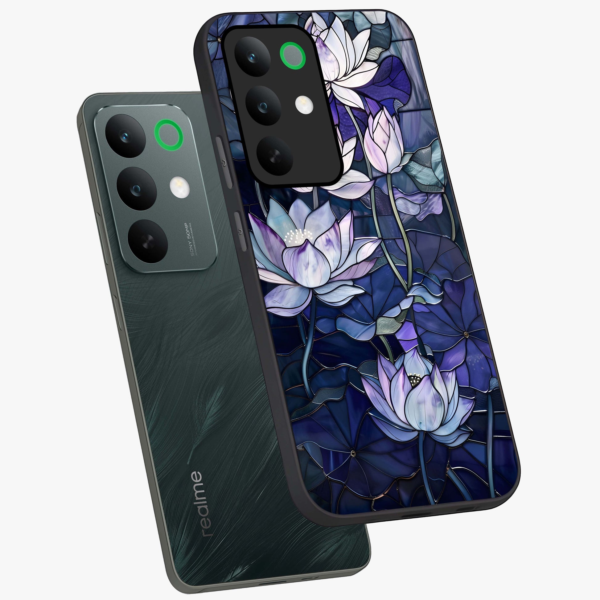 Gloss Petal Rush Glass Case displayed in angled mockup highlighting vibrant petal design with elegant floral aesthetic.