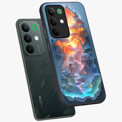 Glow Forest Portal Glass Case displayed in angled mockup highlighting mystical forest design with magical glowing aesthetic.