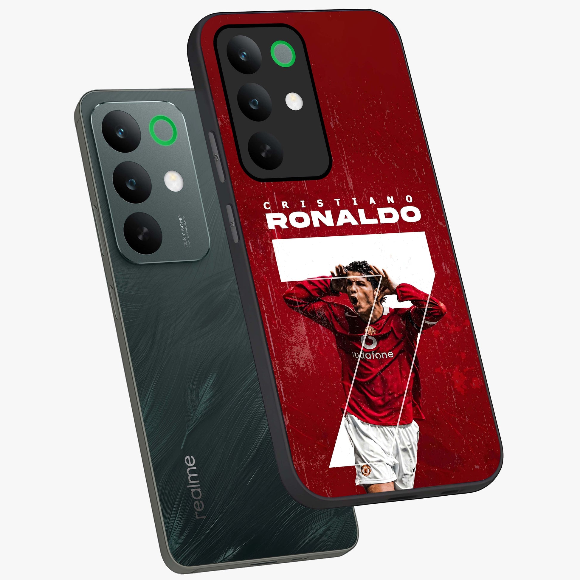 Goal Celebration Legacy Glass Case displayed in angled mockup highlighting energetic sports celebration design with bold athletic theme.