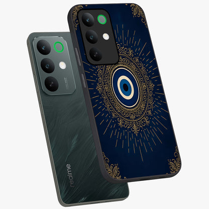 Golden Celestial Charm Glass Case displayed in angled mockup highlighting sparkling cosmic charm design with celestial aesthetic.