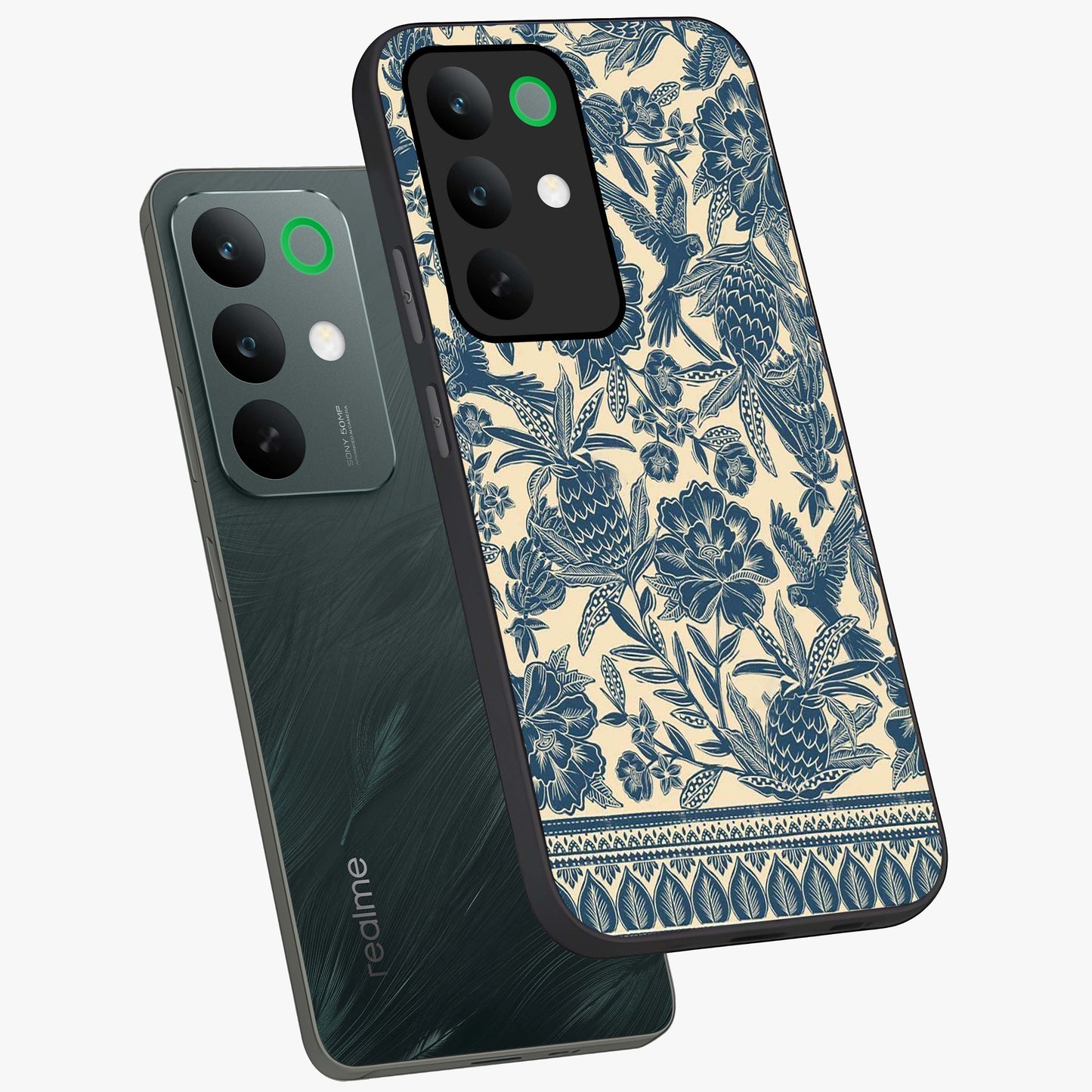 Heirloom Wild Bloom Glass Case displayed in angled mockup highlighting botanical bloom design with classic aesthetic style.
