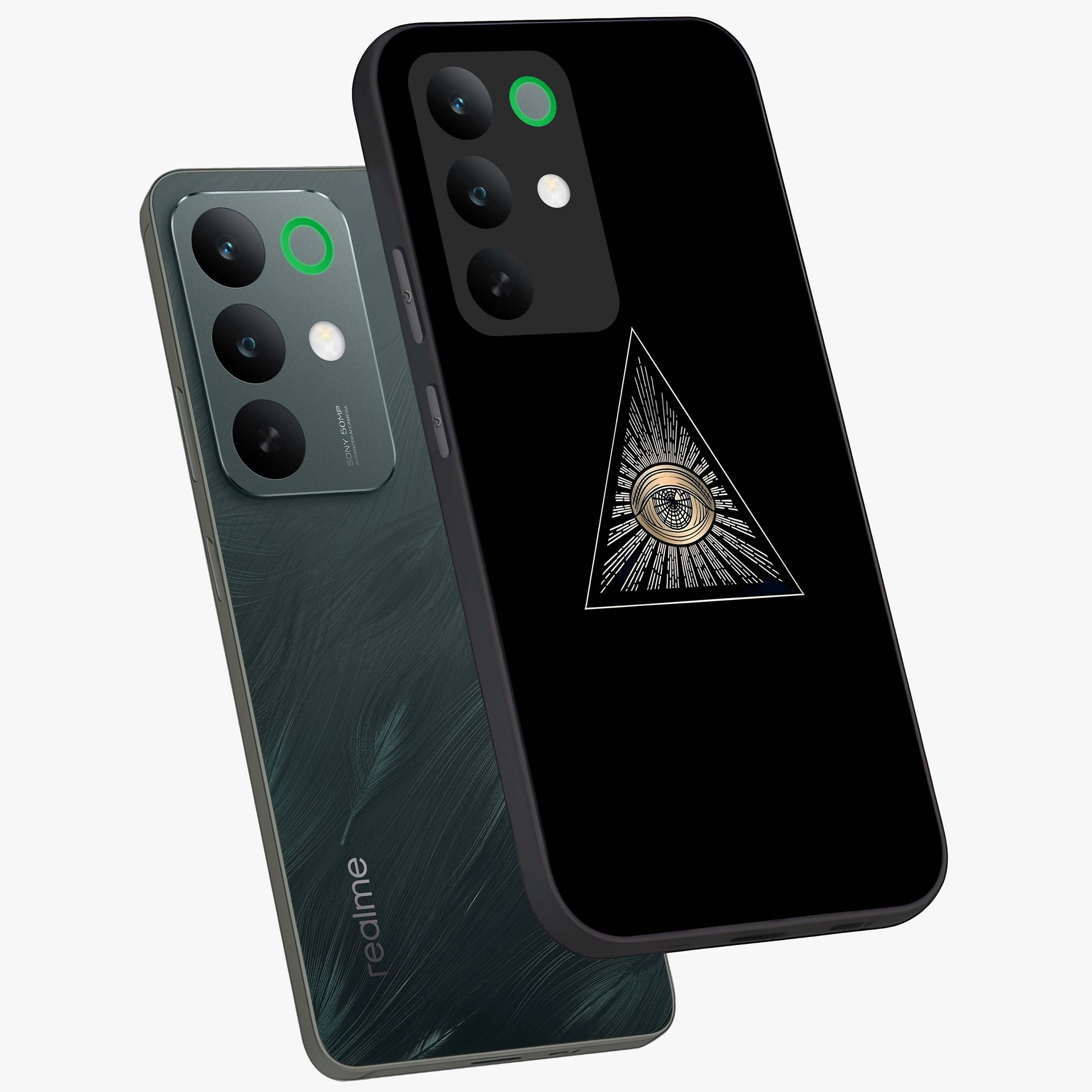 Illuminati Evil Glass Case displayed in angled mockup highlighting dark occult inspired design with bold aesthetic style.