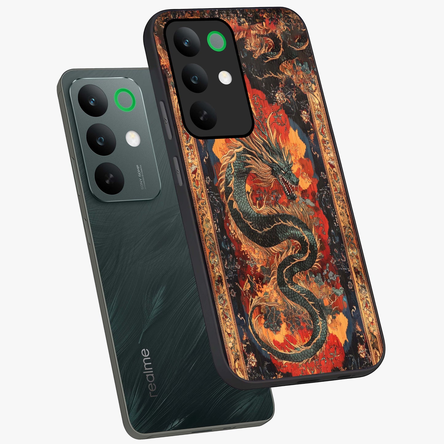 Inferno Dragon Soul Glass Case displayed in angled mockup highlighting powerful dragon illustration with inferno aesthetic.