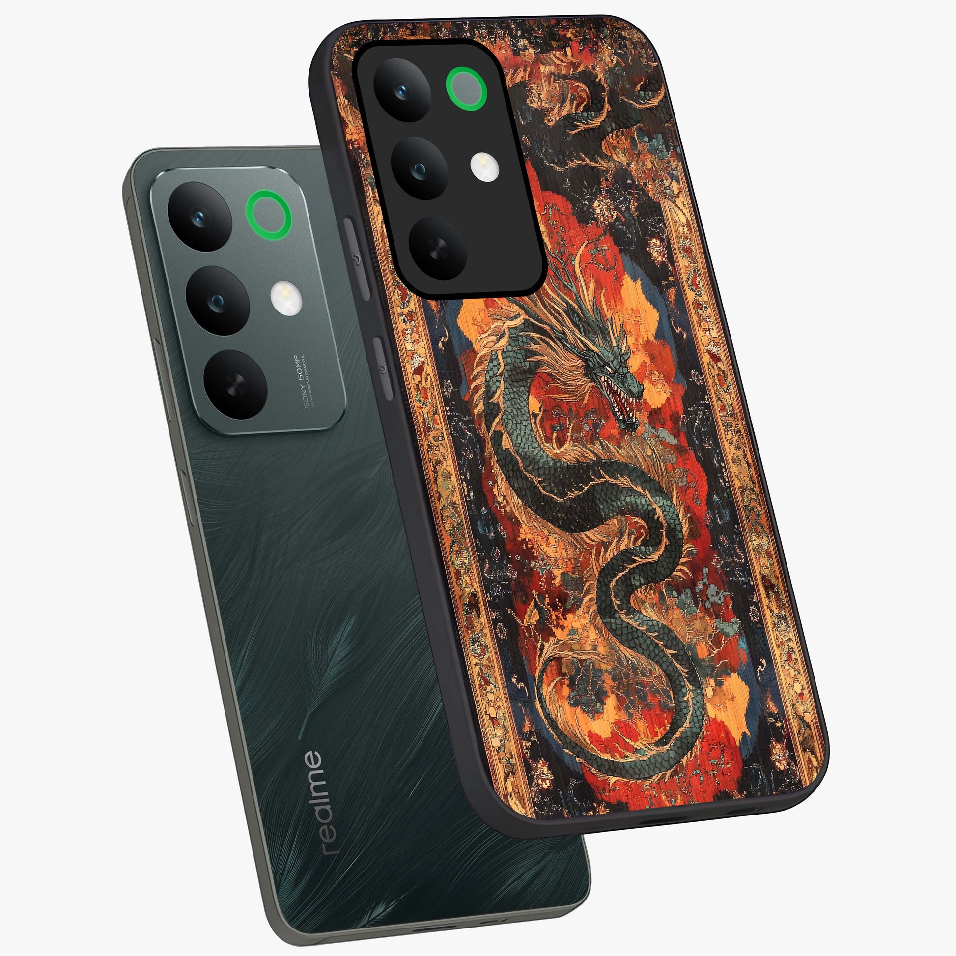 Inferno Dragon Soul Glass Case displayed in angled mockup highlighting powerful dragon illustration with inferno aesthetic.
