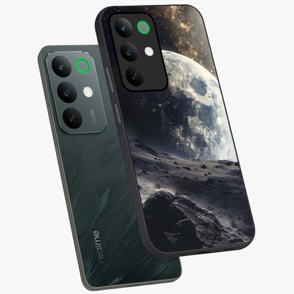 Lunar Horizon Glow Glass Case displayed in angled mockup highlighting celestial moon design with dreamy night aesthetic.