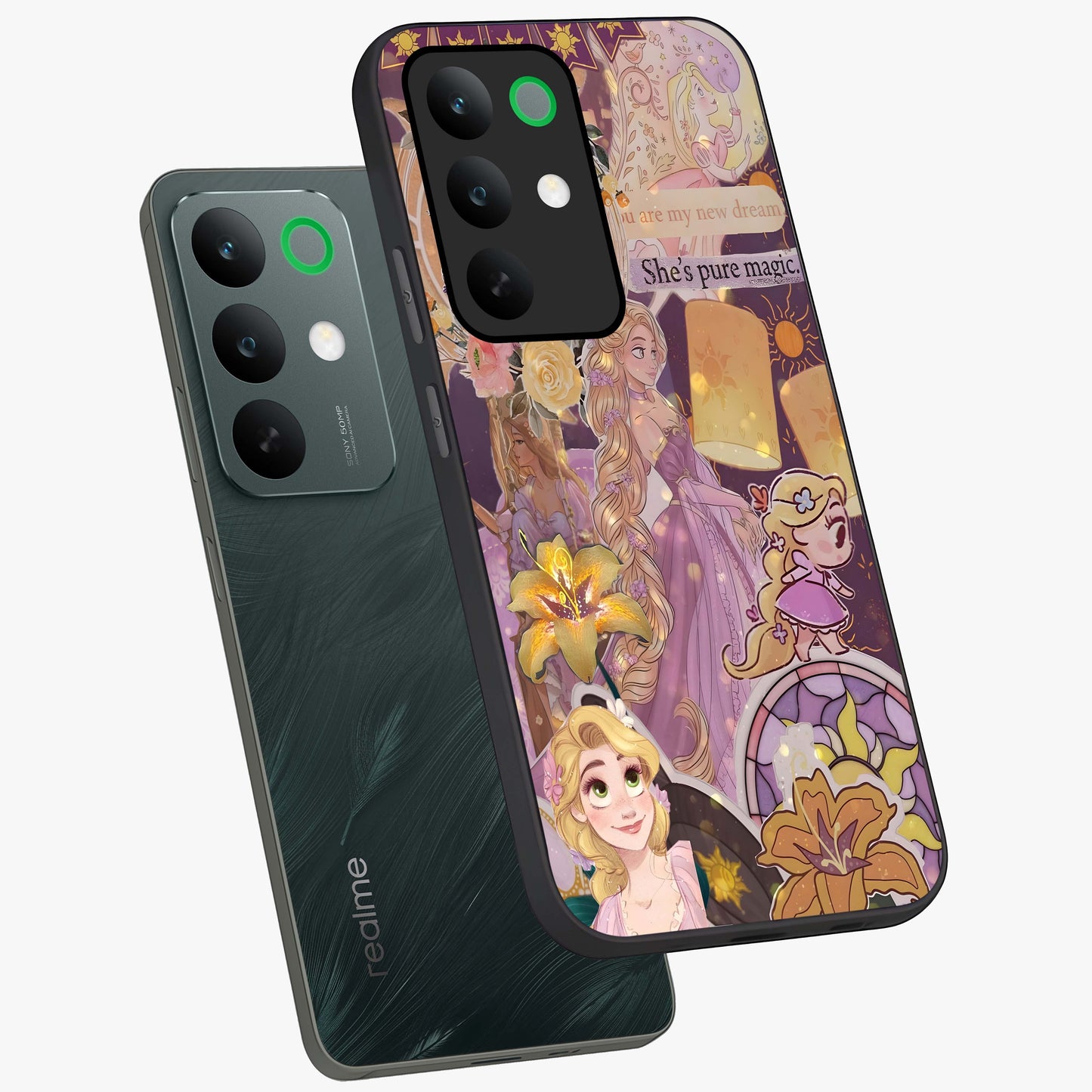 Magical Tangled Dream Glass Case displayed in angled mockup highlighting whimsical fantasy design with magical aesthetic.