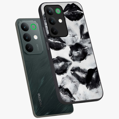 Midnight Kiss Marks Glass Case displayed in angled mockup highlighting playful romantic design with bold midnight aesthetic.