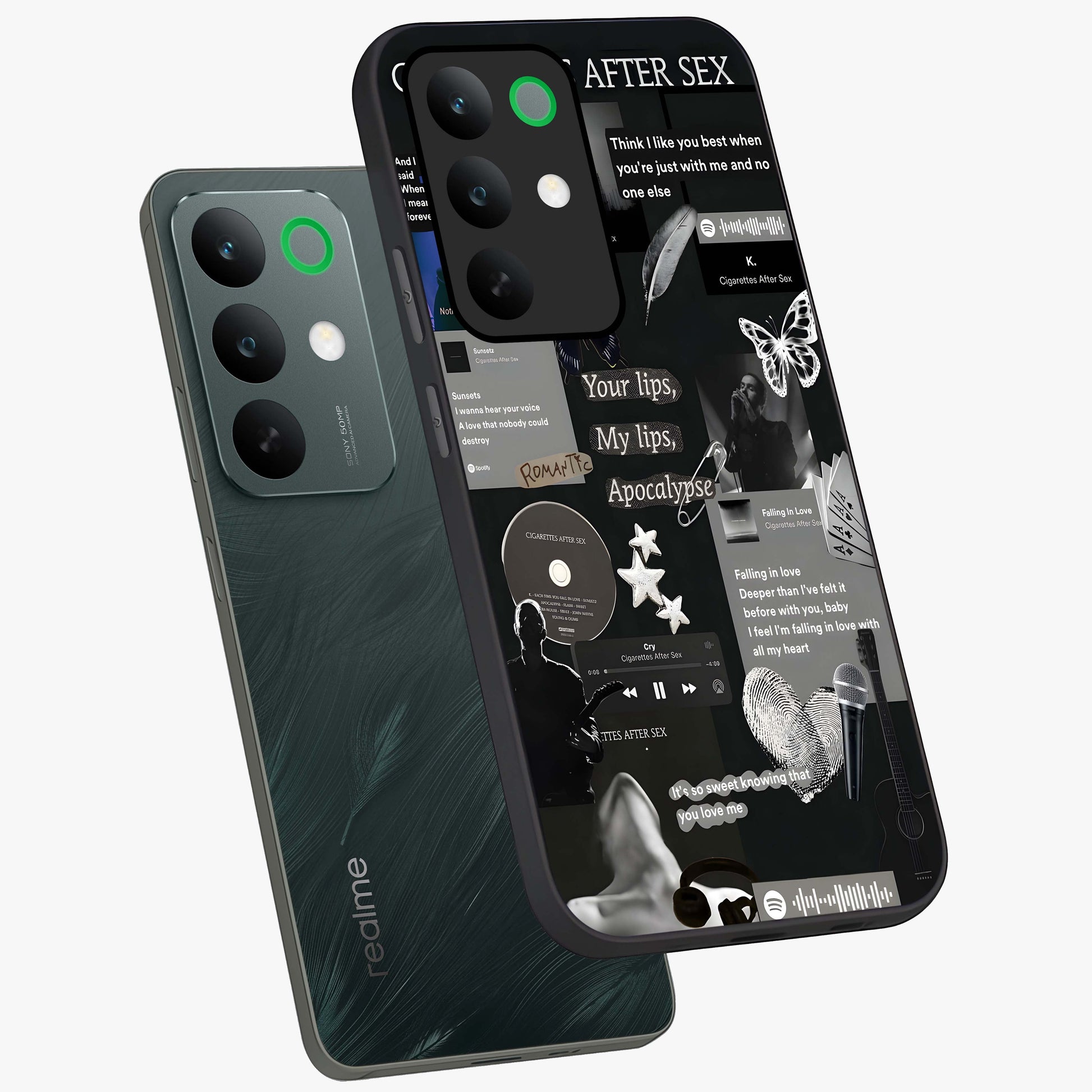 Midnight Love Echo Glass Case displayed in angled mockup highlighting elegant love inspired design with deep aesthetic style.