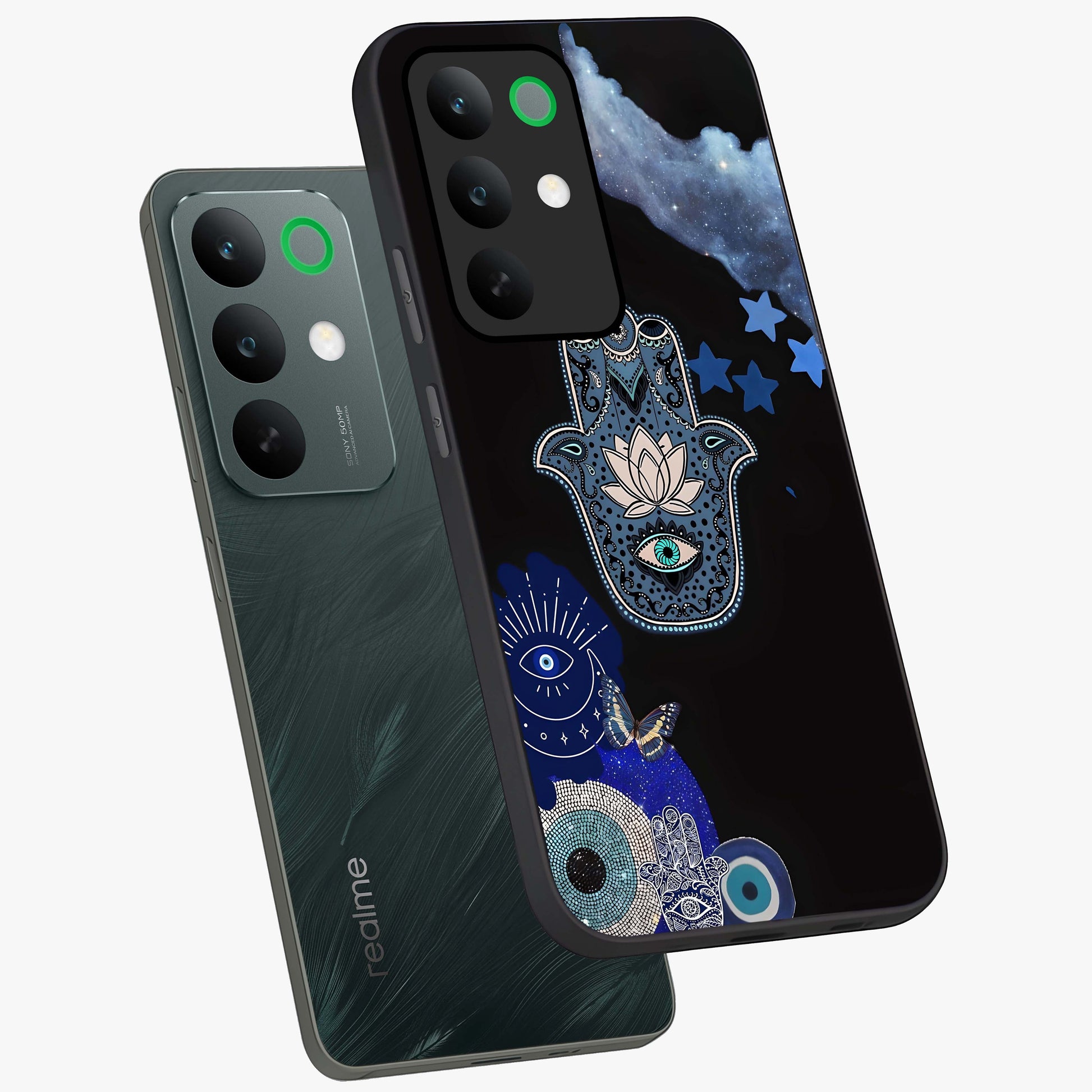 Mystic Hand Aura Glass Case displayed in angled mockup highlighting magical aura design with spiritual aesthetic style.