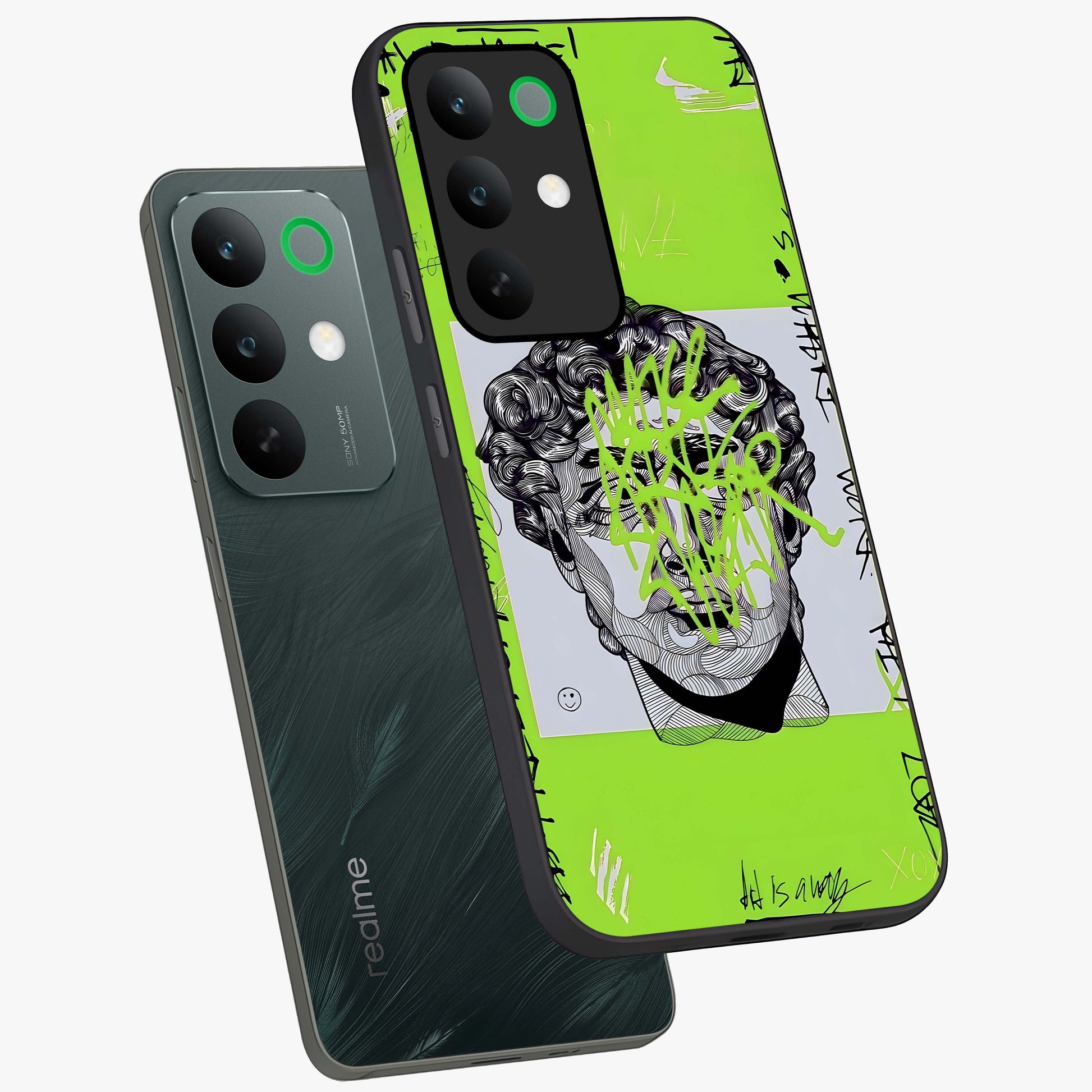 Neo Graffiti Rebellion Glass Case displayed in angled mockup highlighting urban street art design with rebellious aesthetic.
