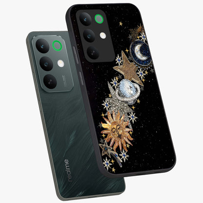 Pearls Universe Object Glass Case displayed in angled mockup highlighting celestial pearl design with dreamy aesthetic.